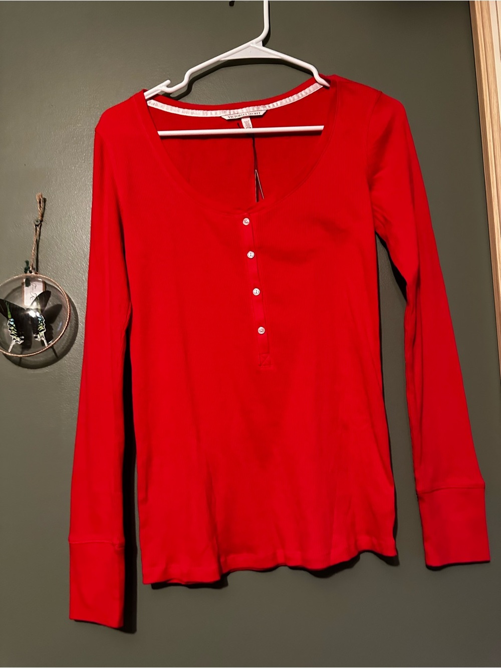 Victoria's Secret Red Scoop Neck Henley